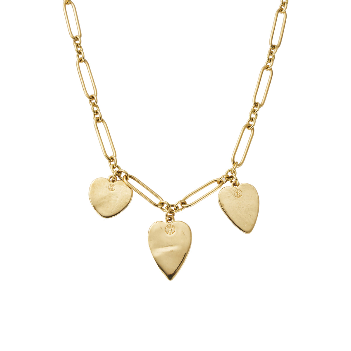 Gold Trio Heart Token Necklace