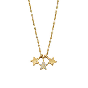 Gold Luxury Diamond Trio Guiding Star Necklace