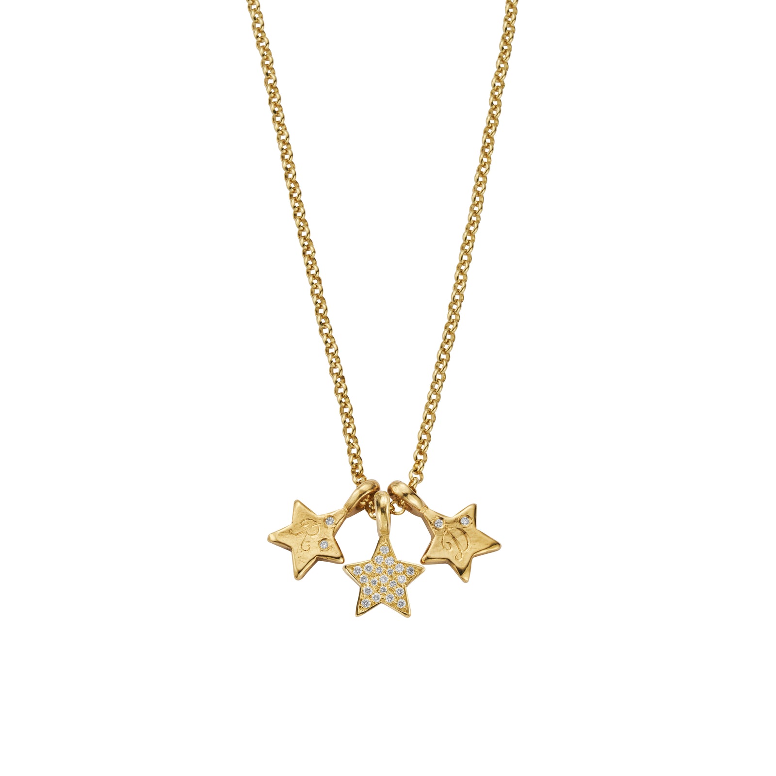 Gold Luxury Diamond Trio Guiding Star Necklace
