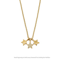 Gold Pavé Diamond Trio Guiding Star Necklace