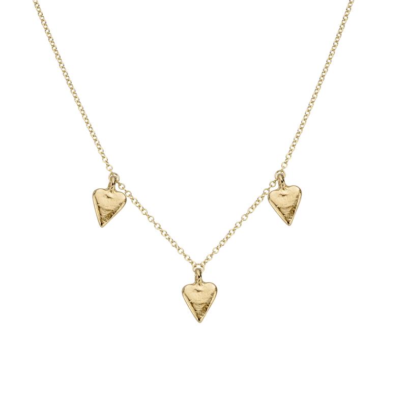 Gold Trio Mini Heart Necklace