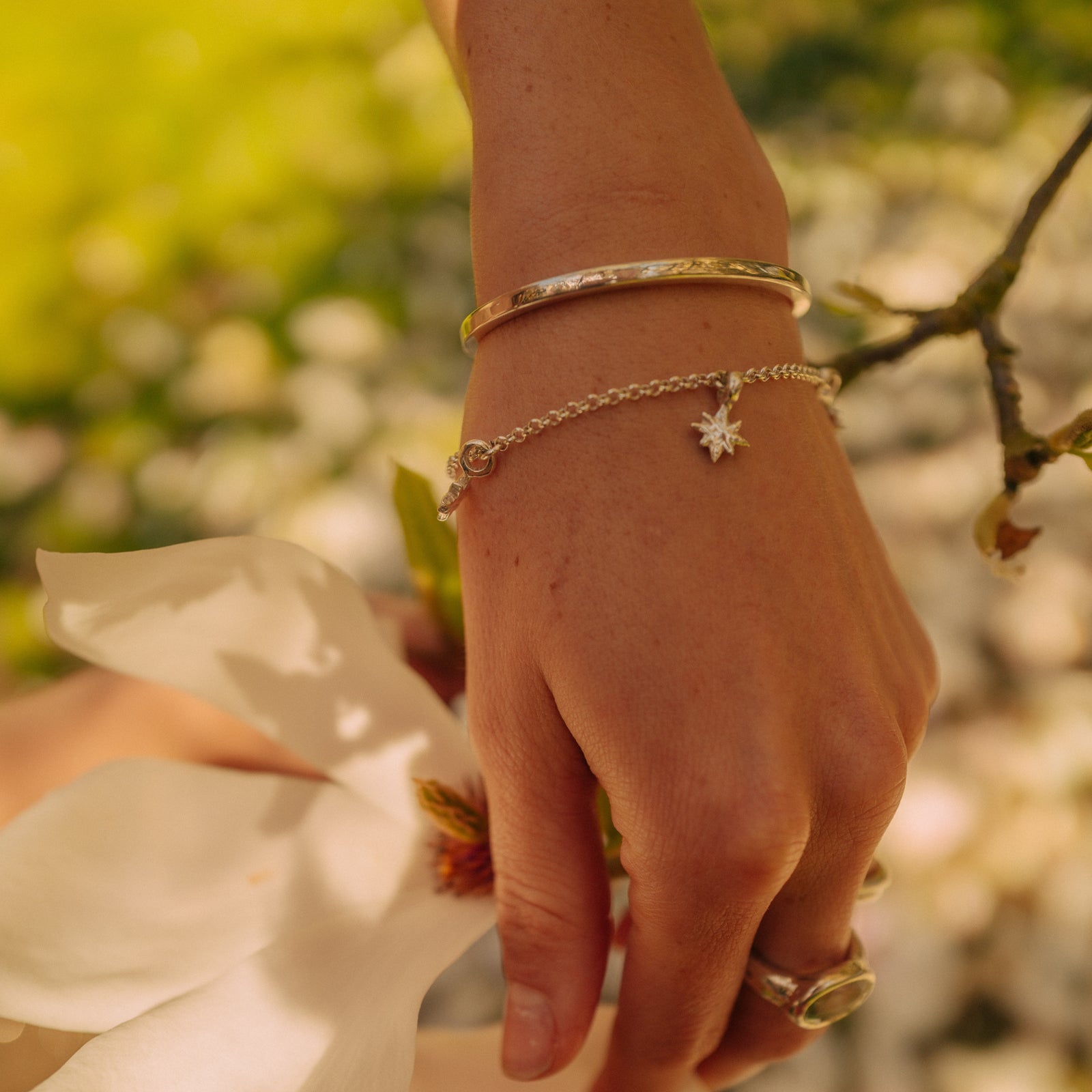 Silver Trio Baby North Star Chain Bracelet