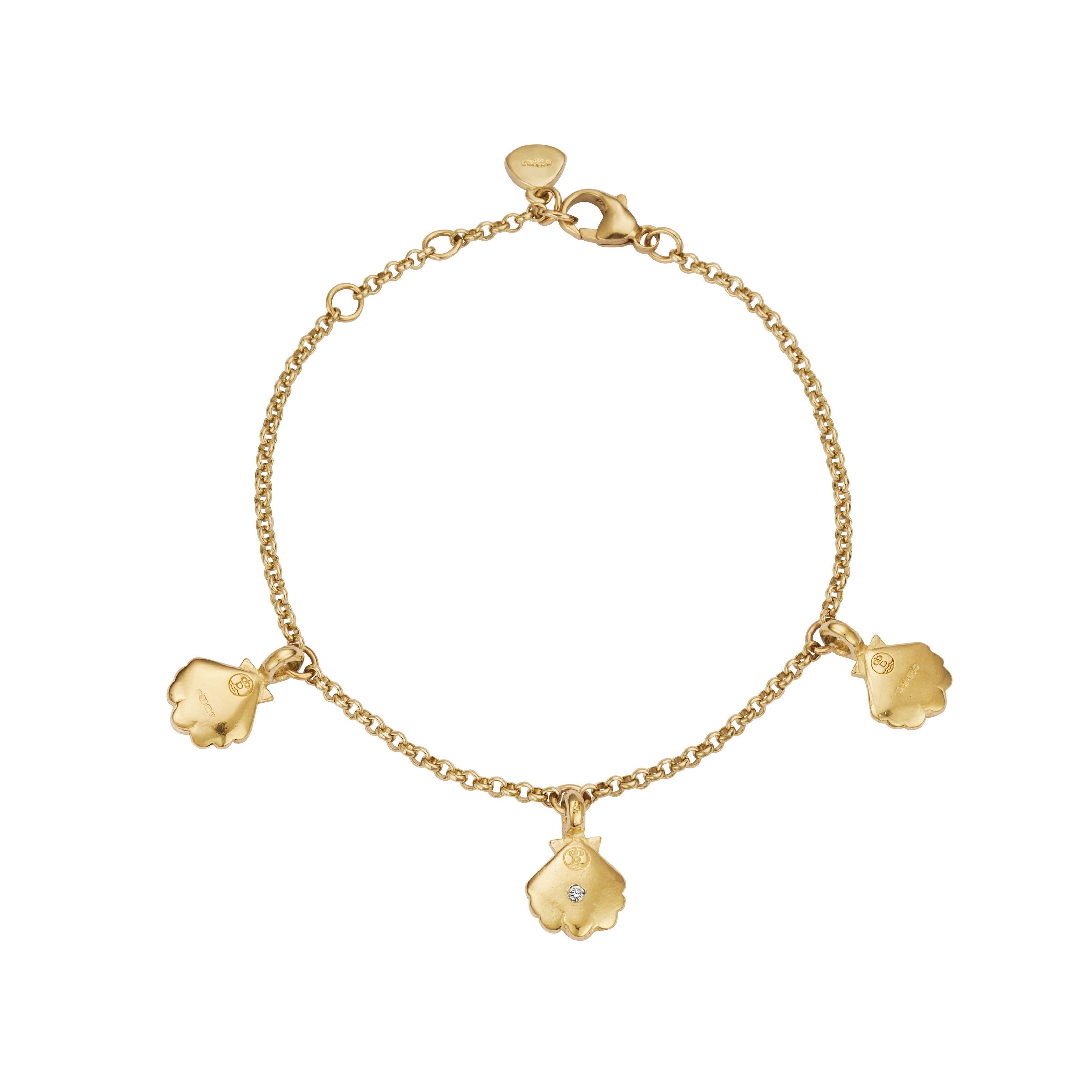Gold Trio Scallop Shell Chain Bracelet