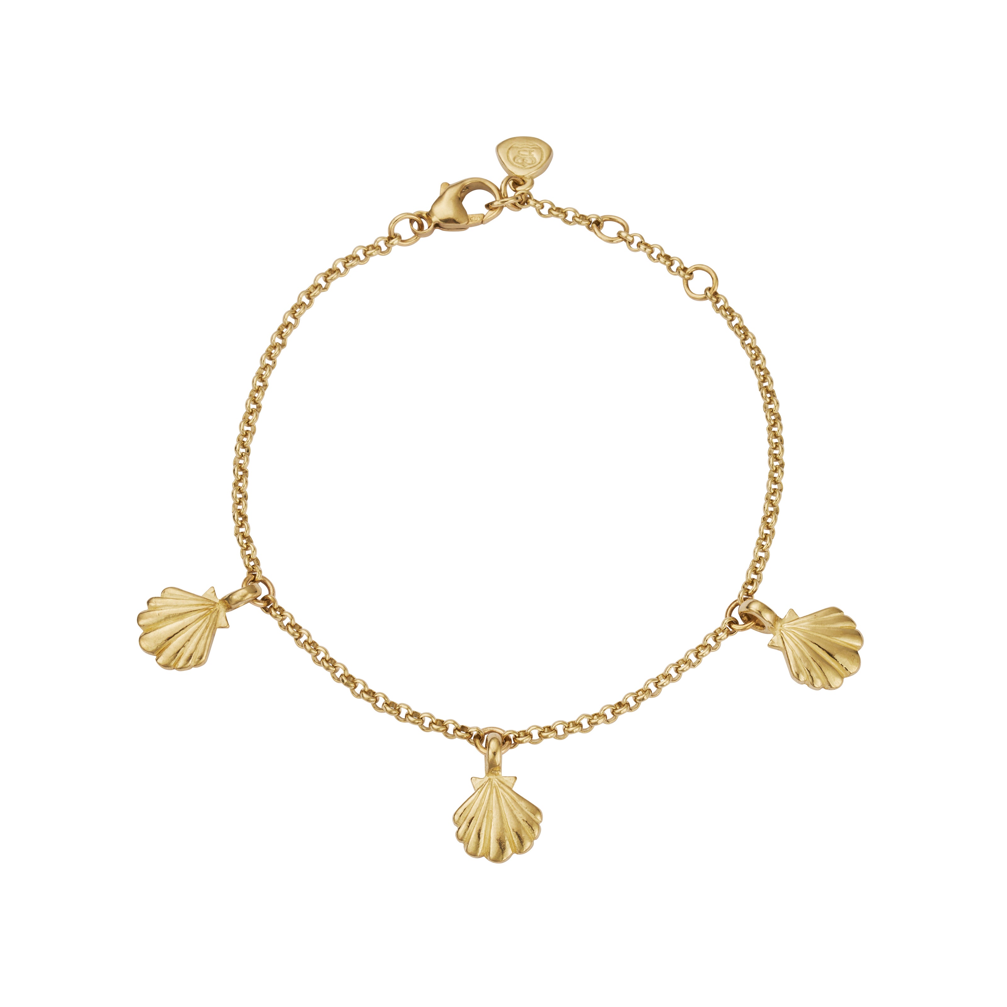 Gold Trio Scallop Shell Chain Bracelet
