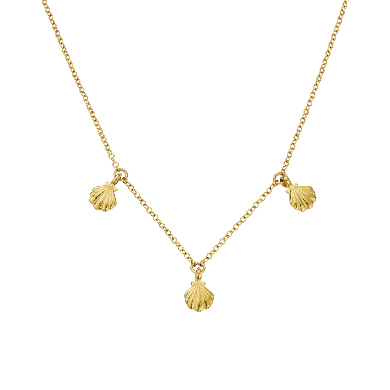 Gold Trio Scallop Shell Necklace