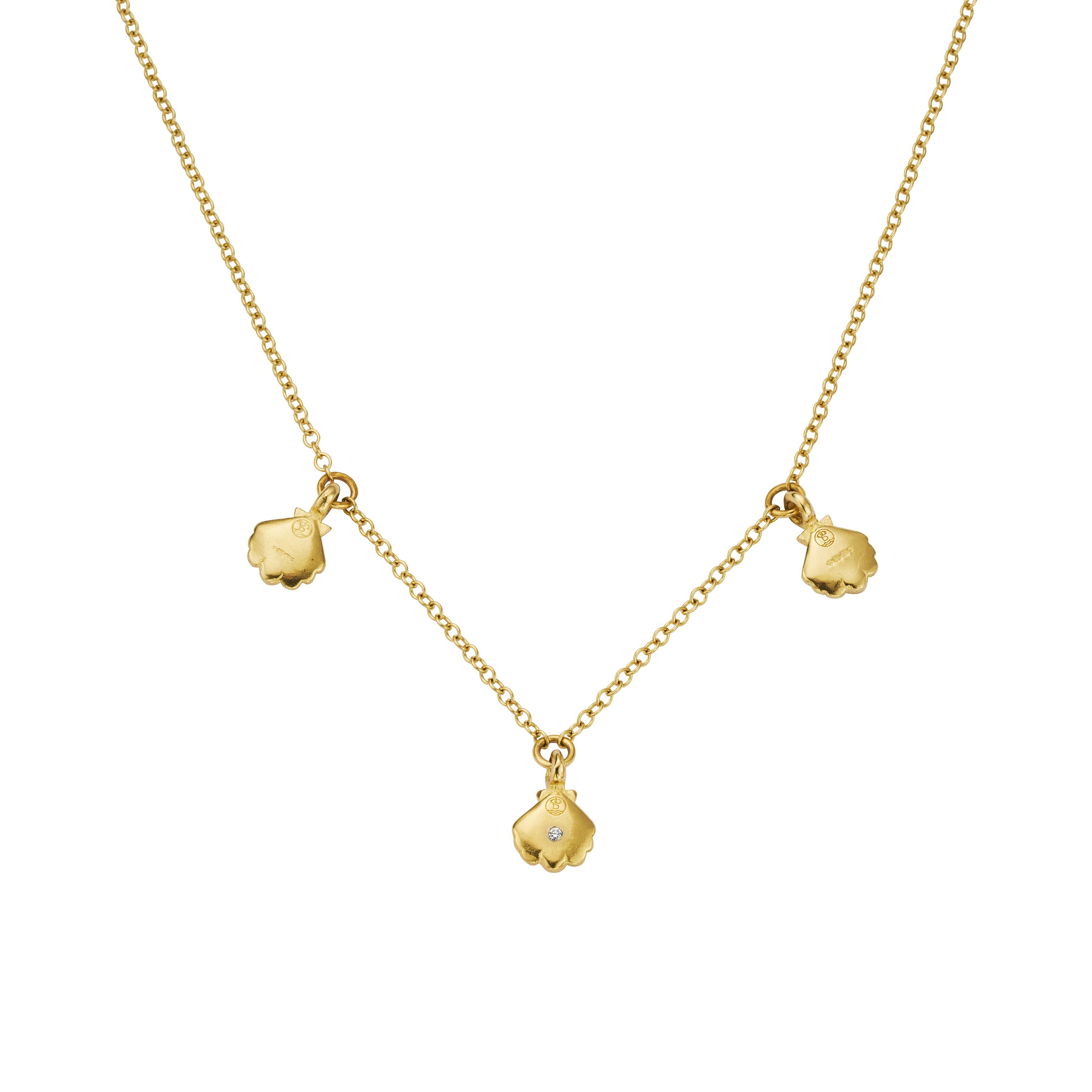 Gold Trio Scallop Shell Necklace