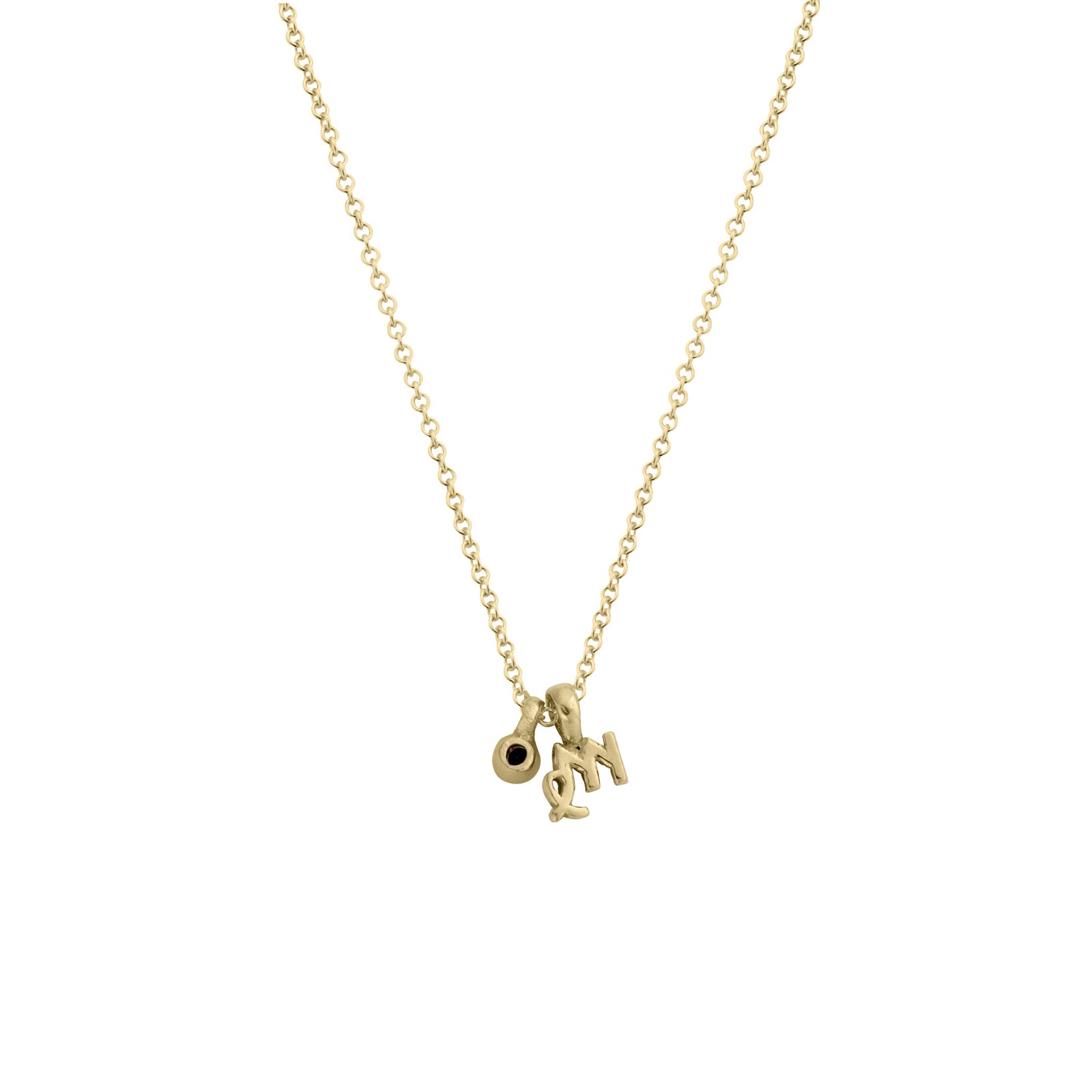 Gold Mini Virgo Horoscope & Blue Sapphire Birthstone Necklace
