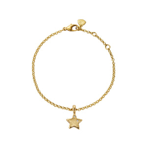 Gold Two Diamond Guiding Star Chain Bracelet