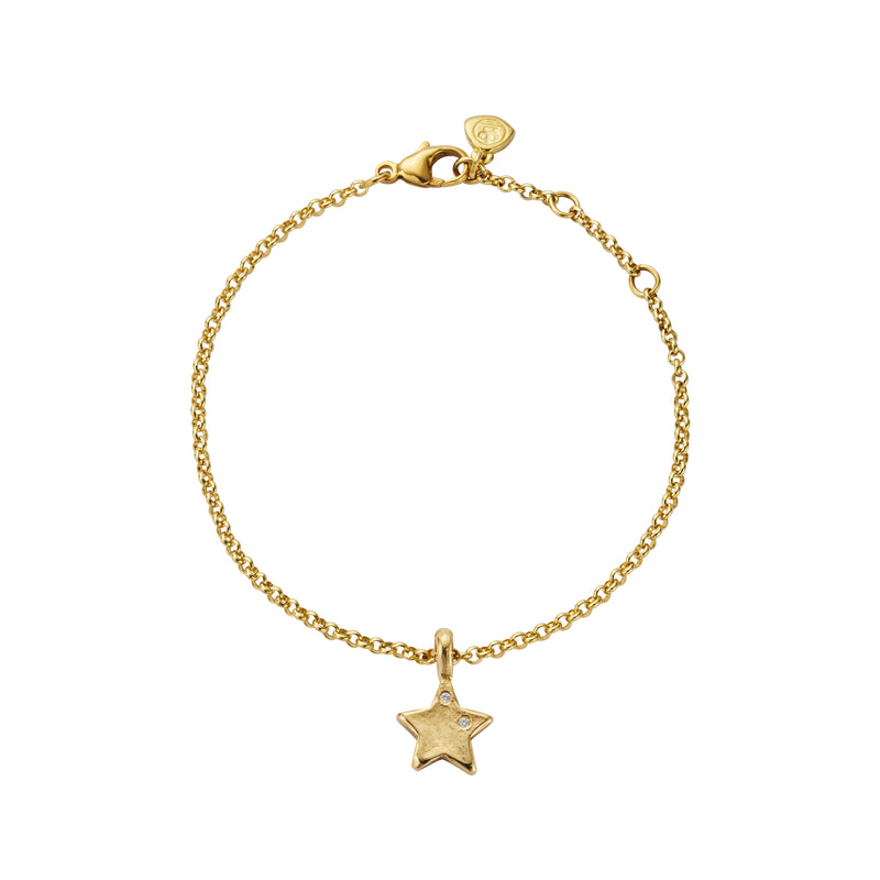 Gold Two Diamond Guiding Star Chain Bracelet