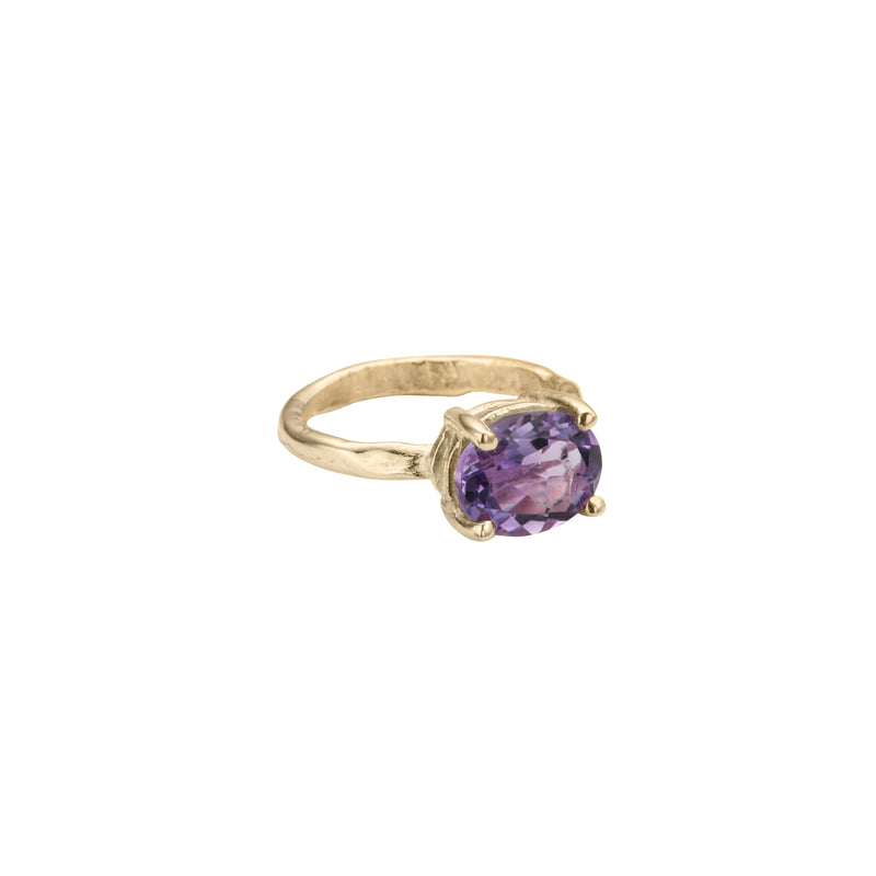 Gold Amethyst Claw Ring