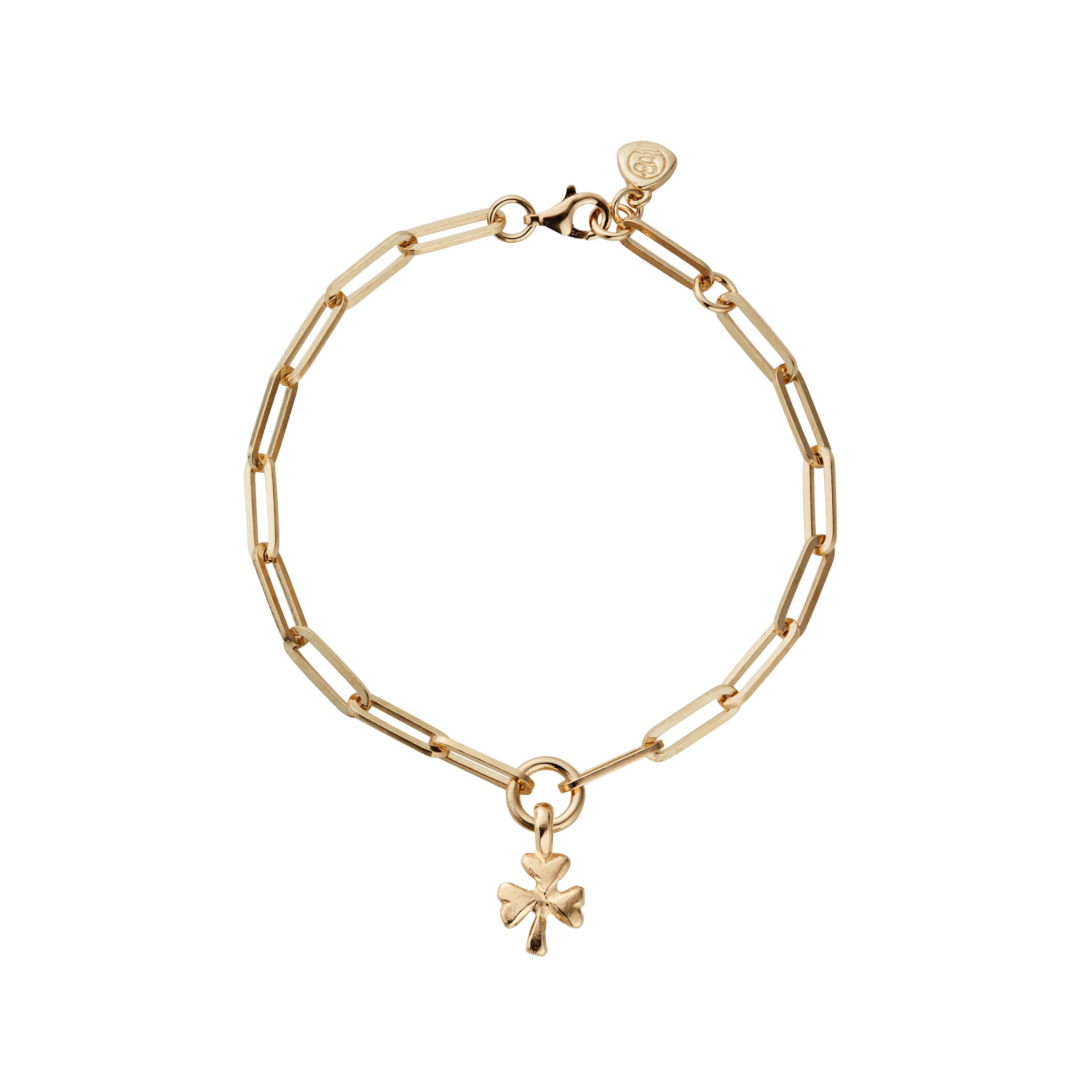 Gold Baby Shamrock Trace Chain Bracelet