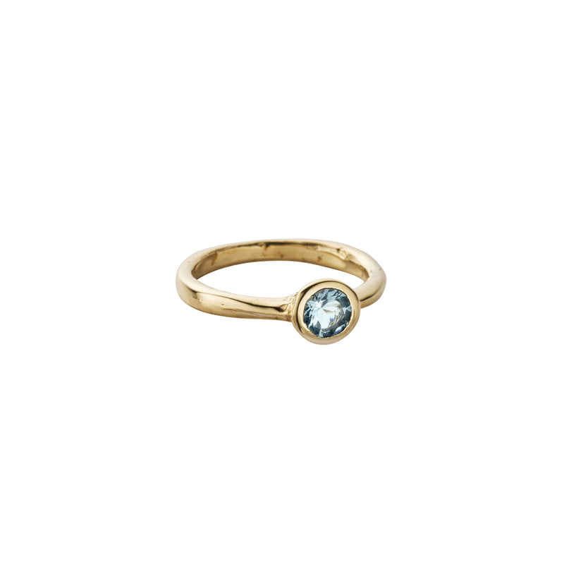 Gold Blue Topaz Baby Stone Ring