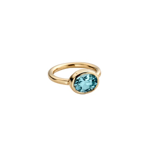 Gold Blue Topaz Baby Treasure Ring
