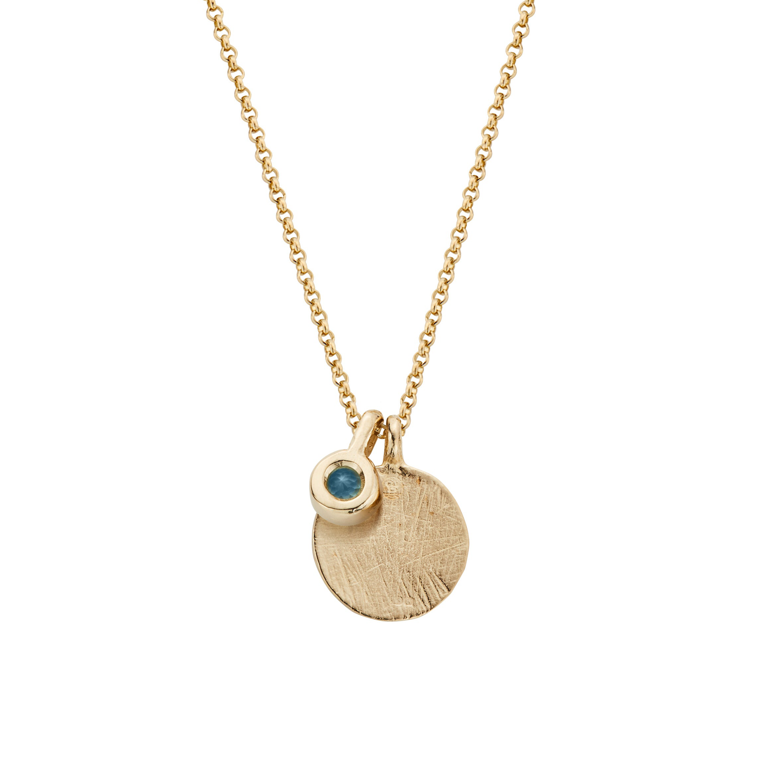Gold Blue Topaz Moon & Stone Necklace