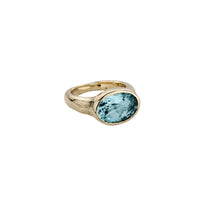 Gold Blue Topaz Treasure Ring