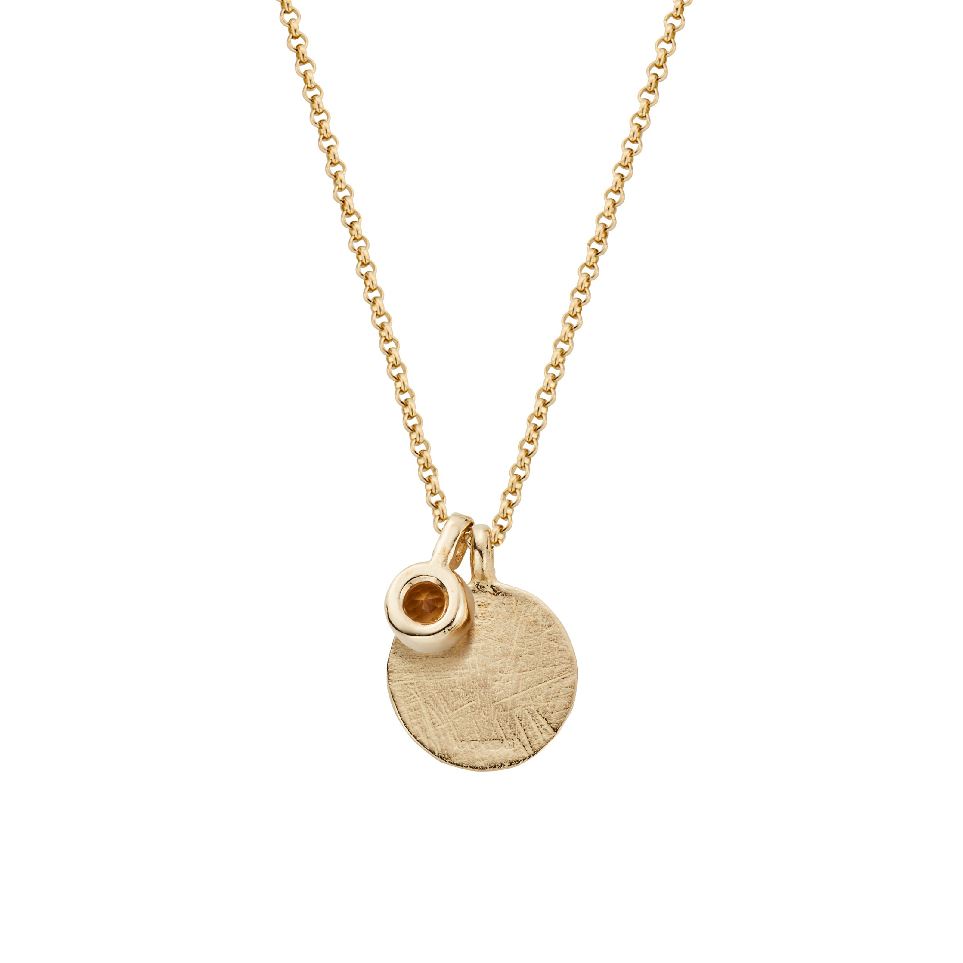 Gold Citrine Moon & Stone Necklace