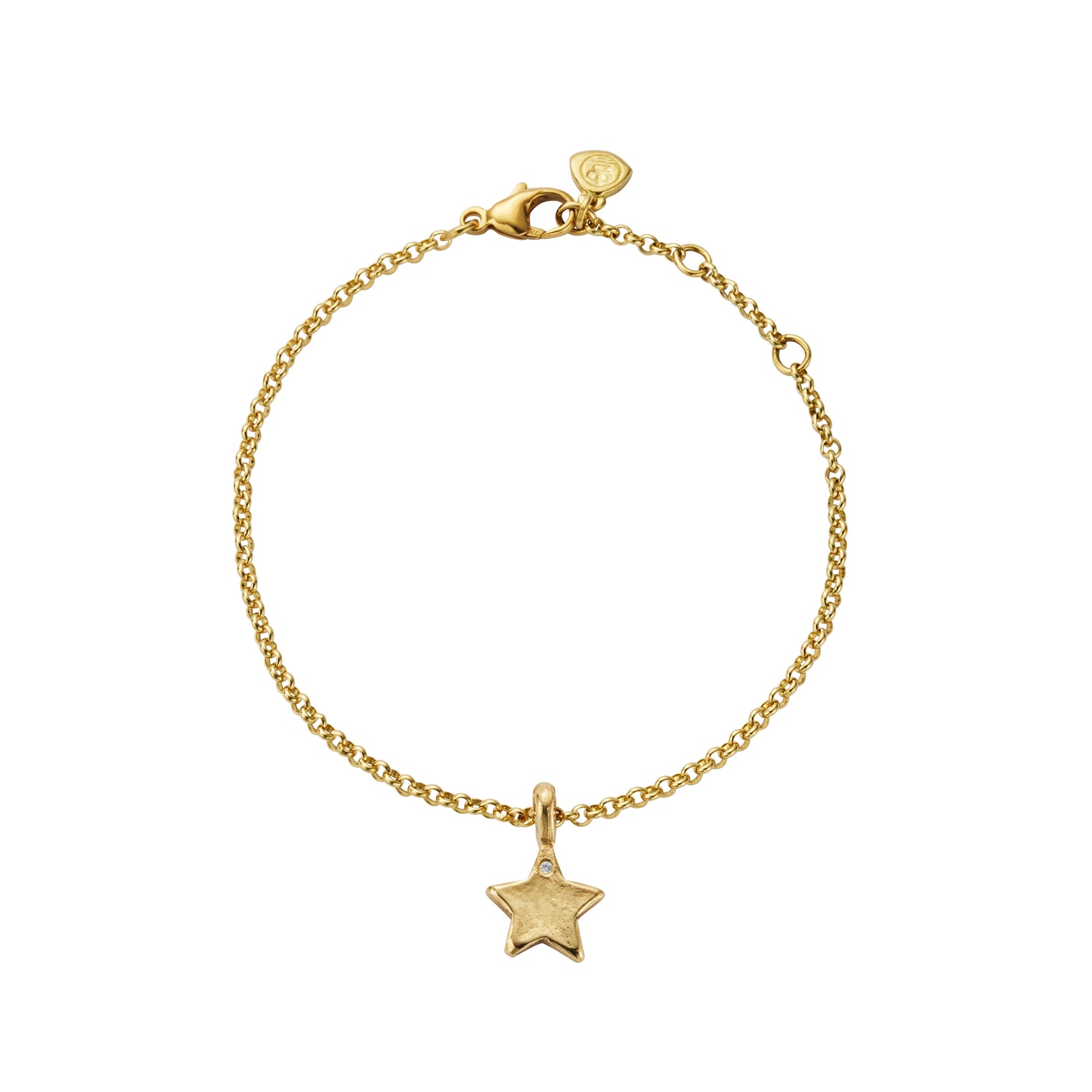 Gold Single Diamond Guiding Star Chain Bracelet