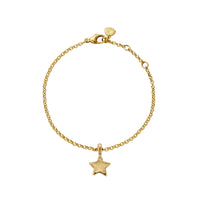 Gold Single Diamond Guiding Star Chain Bracelet