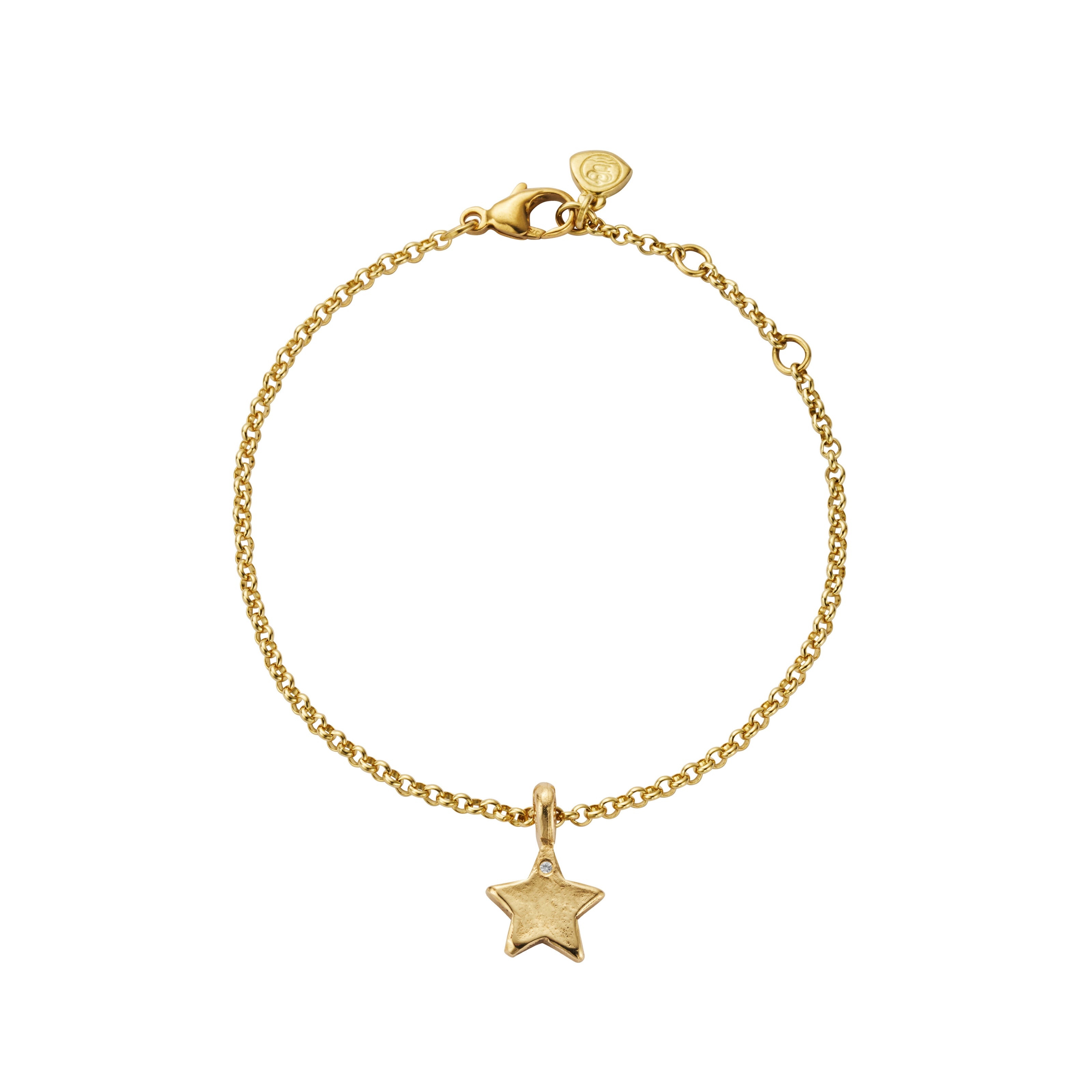 Gold Single Diamond Guiding Star Chain Bracelet