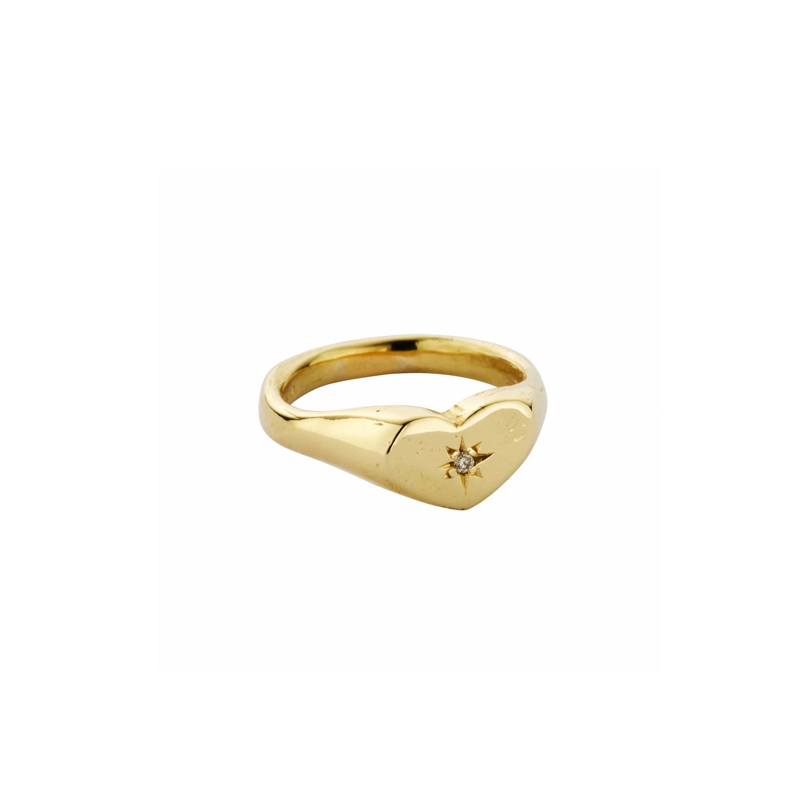 Gold Diamond Star Sweetheart Signet Ring