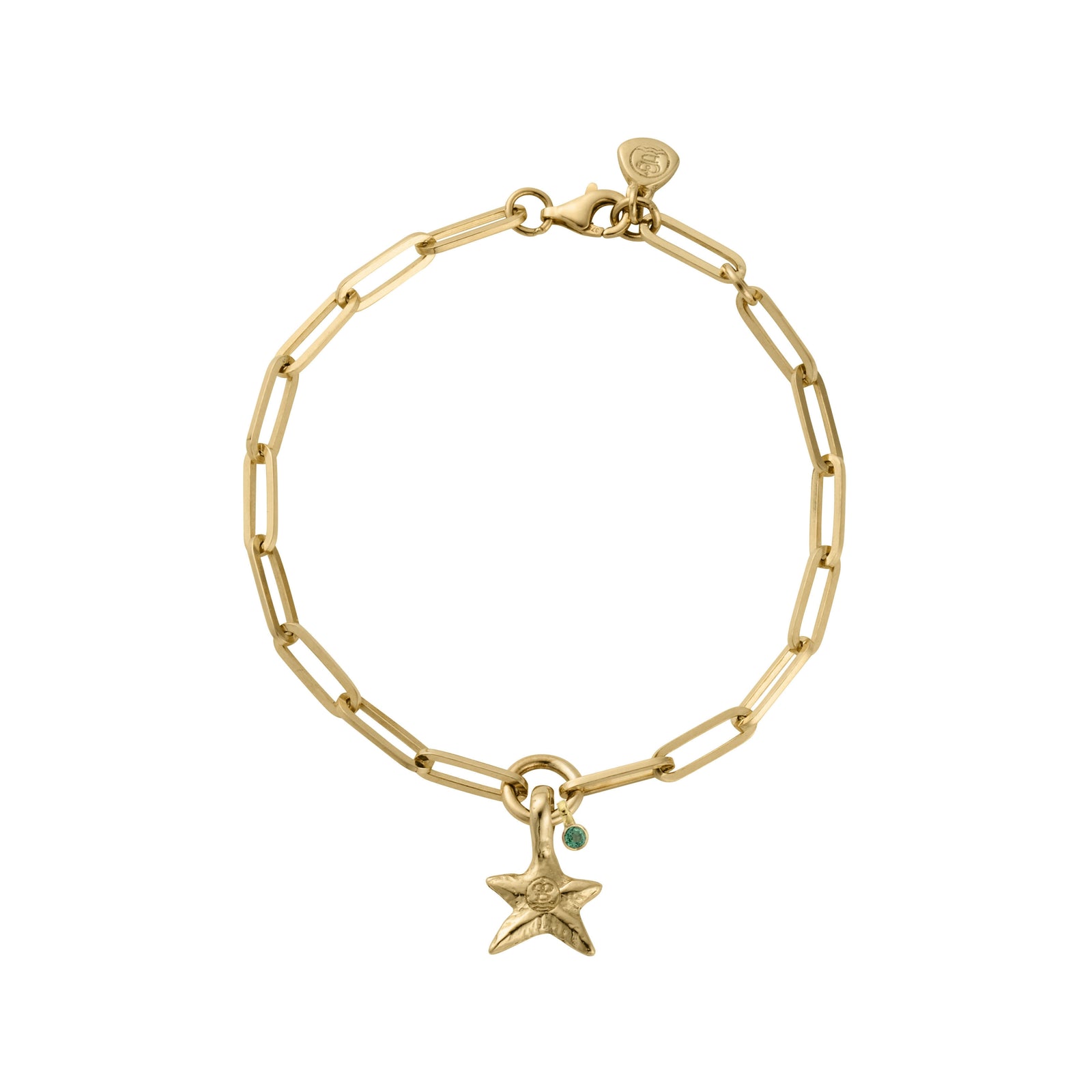 Gold Emerald Mini Star Trace Chain Bracelet