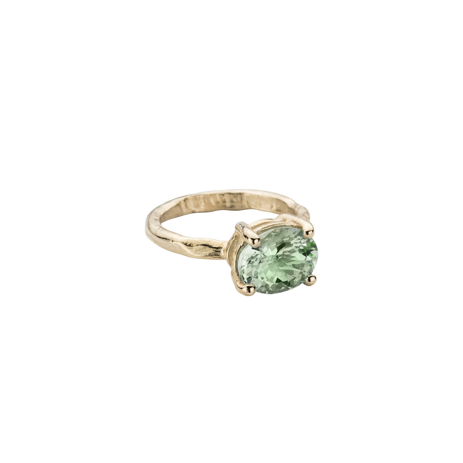 Gold Green Quartz Claw Ring