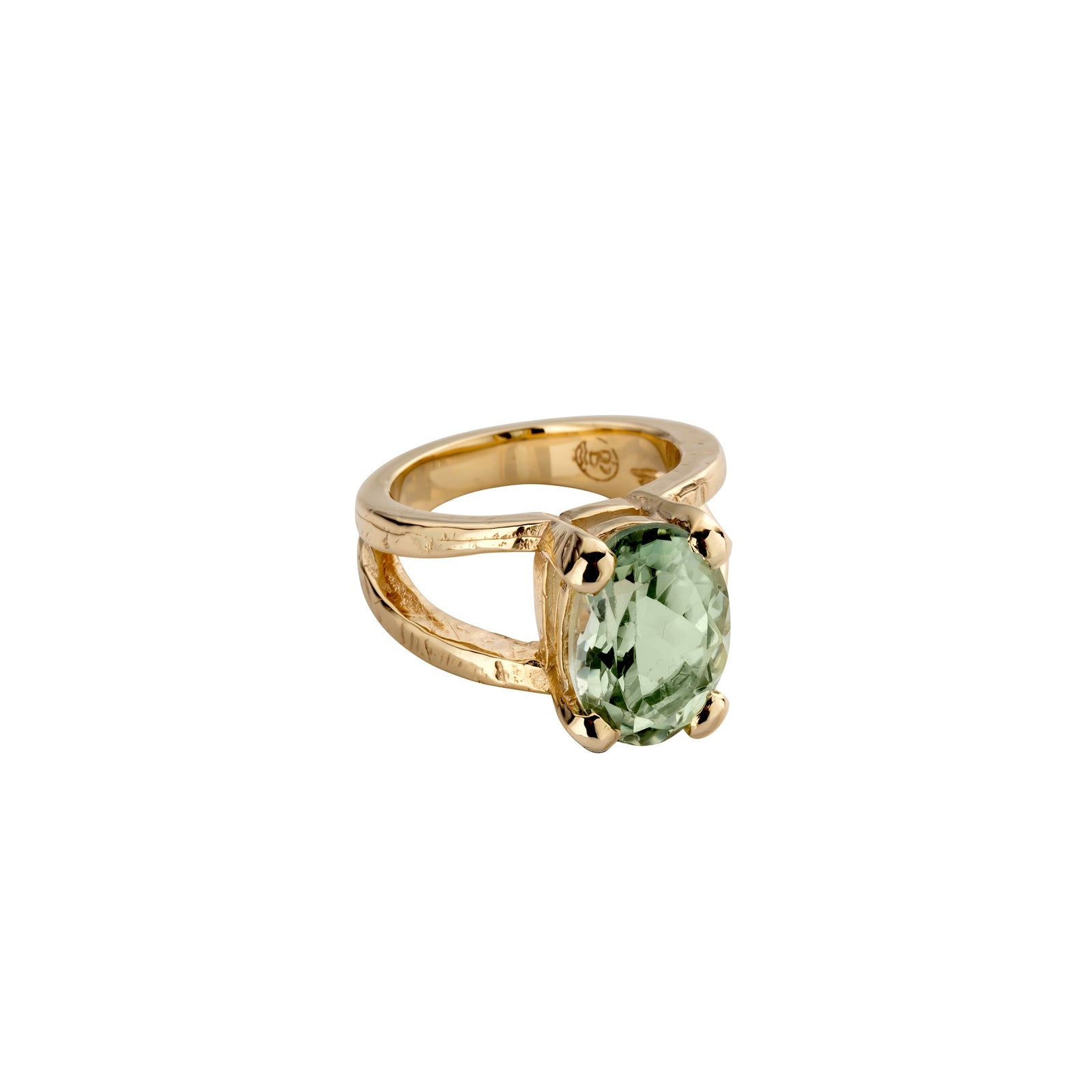 Gold Green Quartz Maxi Claw Ring