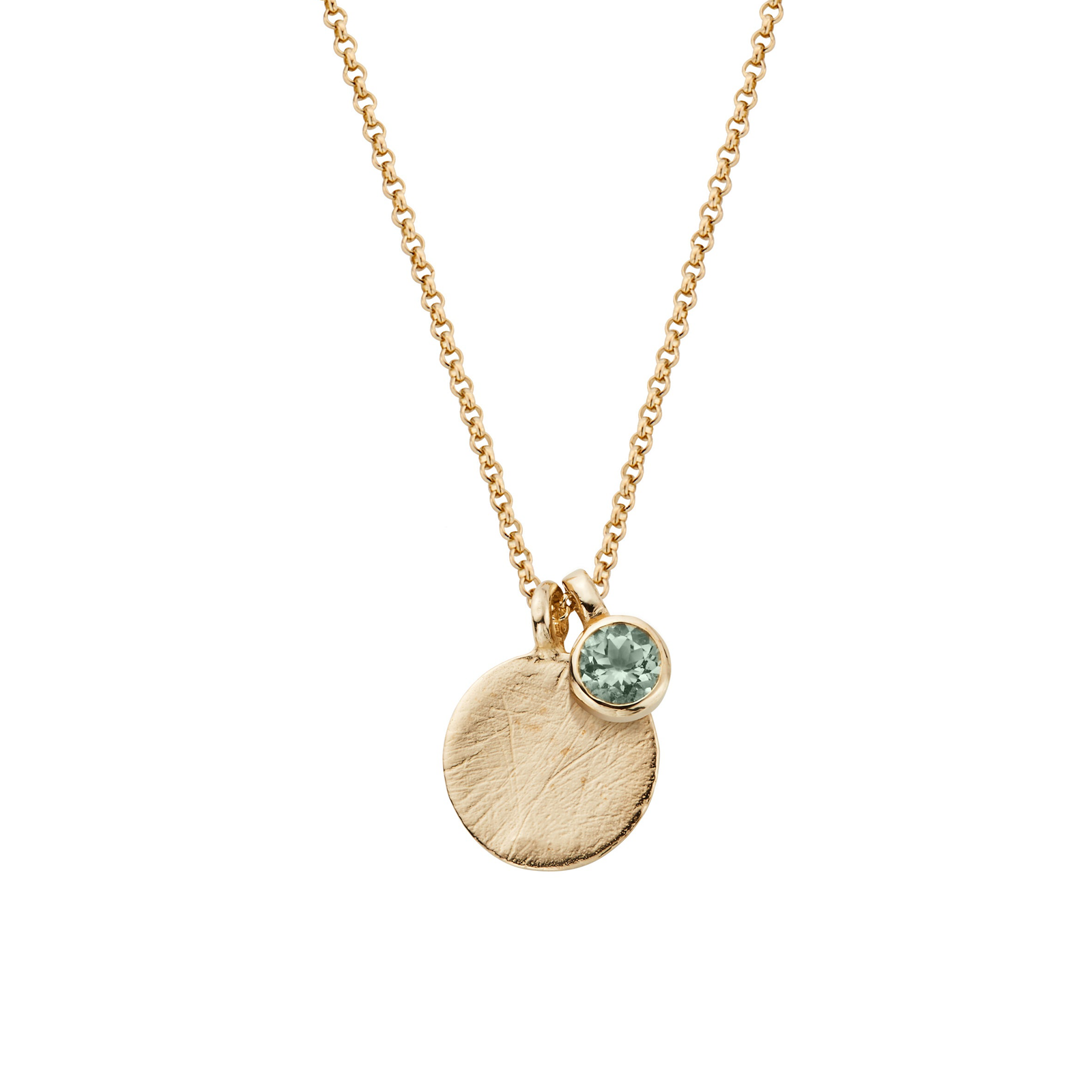 Gold Green Quartz Moon & Stone Necklace