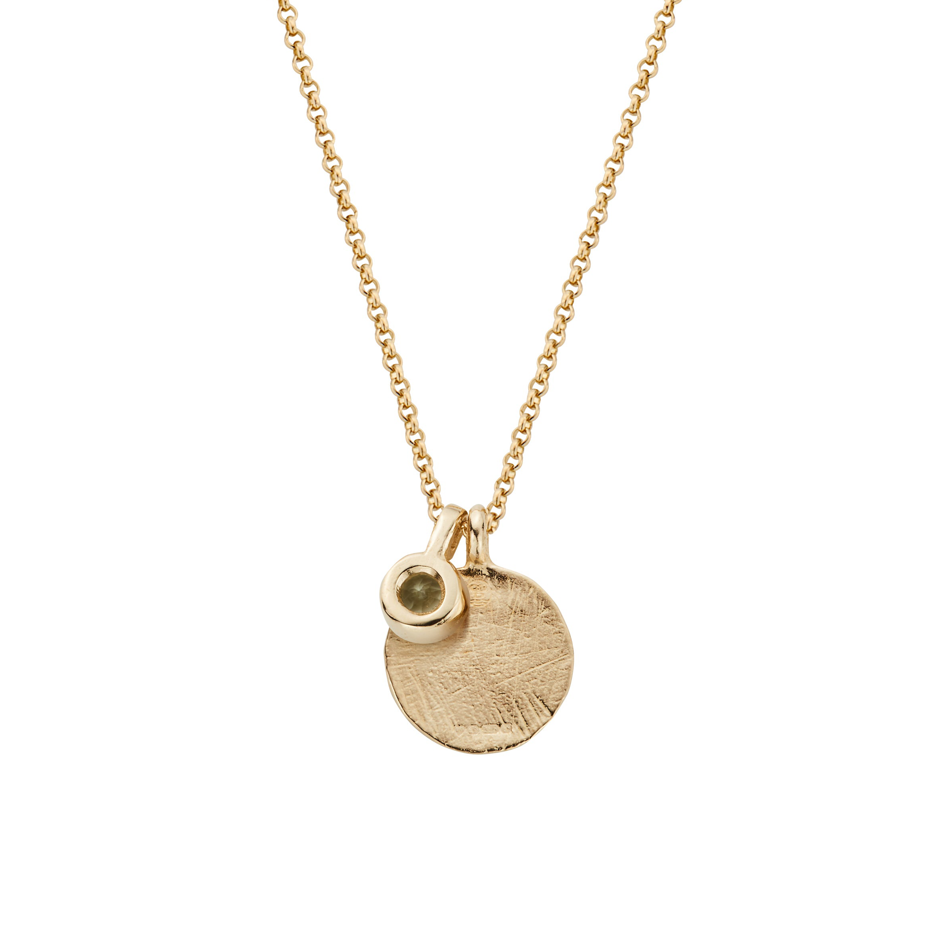 Gold Green Quartz Moon & Stone Necklace