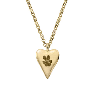 Gold Maxi Heart Necklace with Paw Print