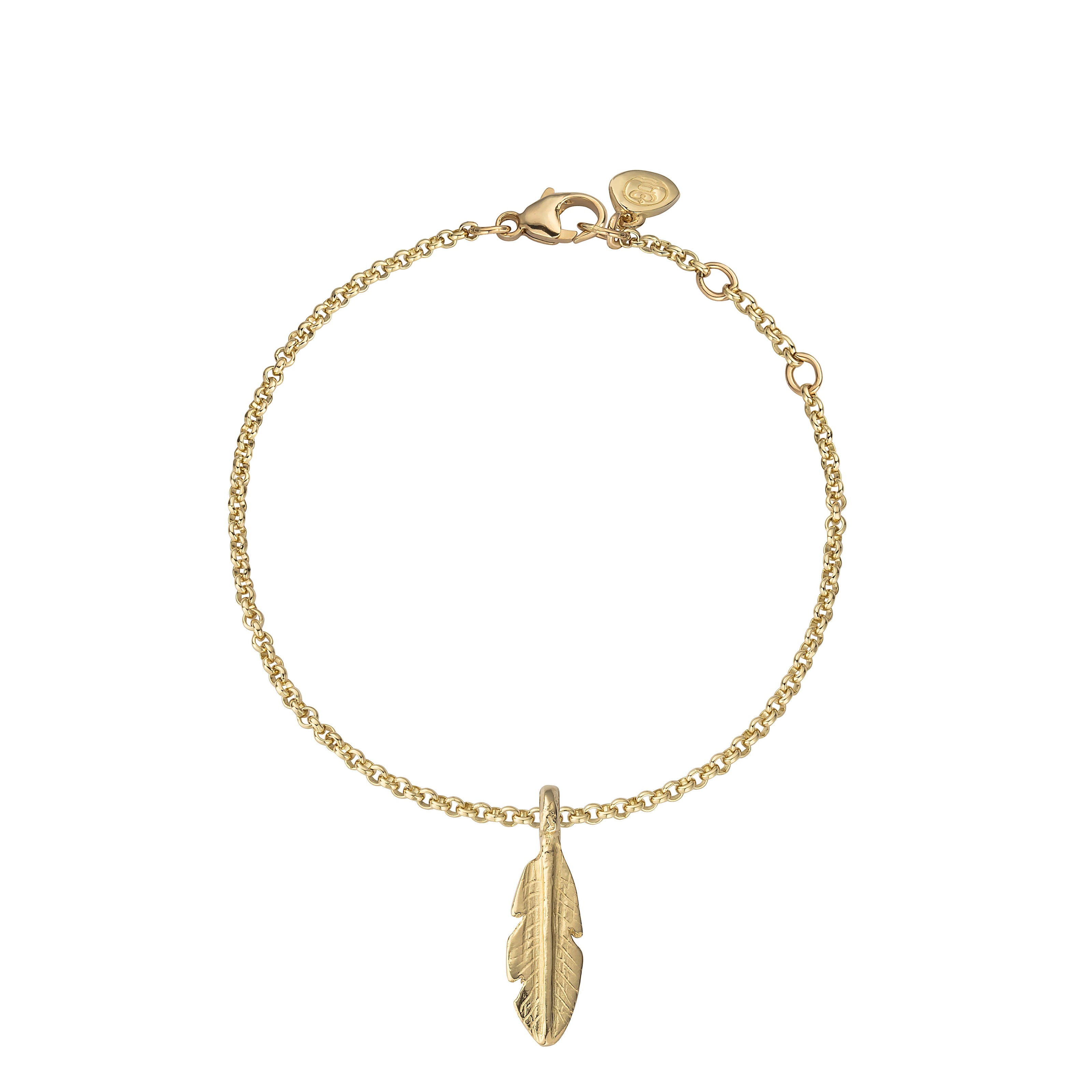 Gold Medium Feather Chain Bracelet
