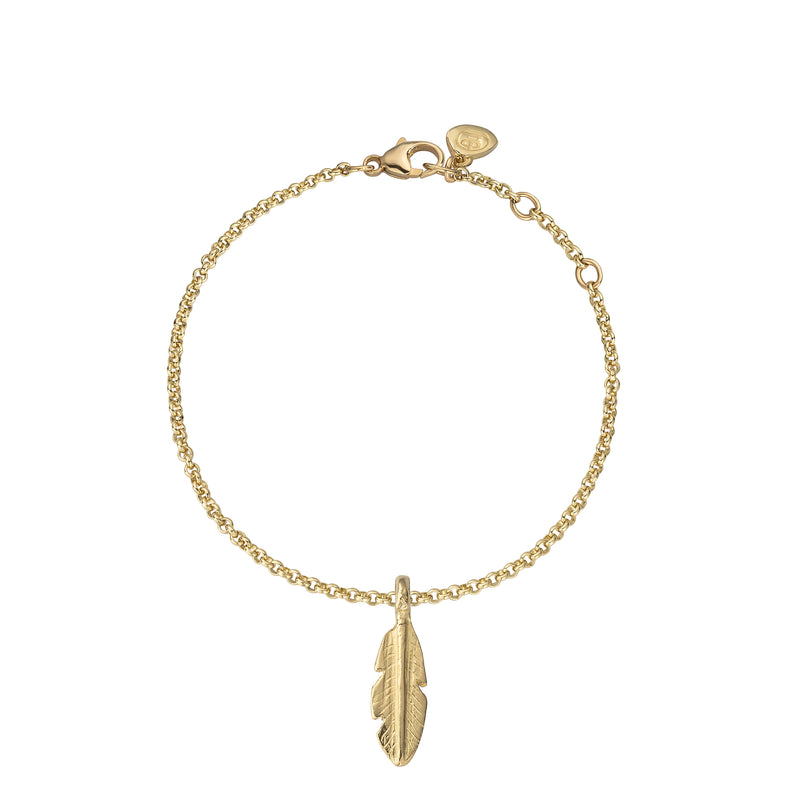 Gold Medium Feather Chain Bracelet