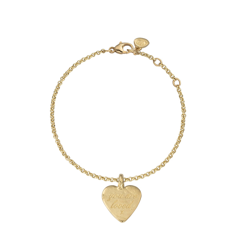 Gold Medium You Are Loved Chain Bracelet