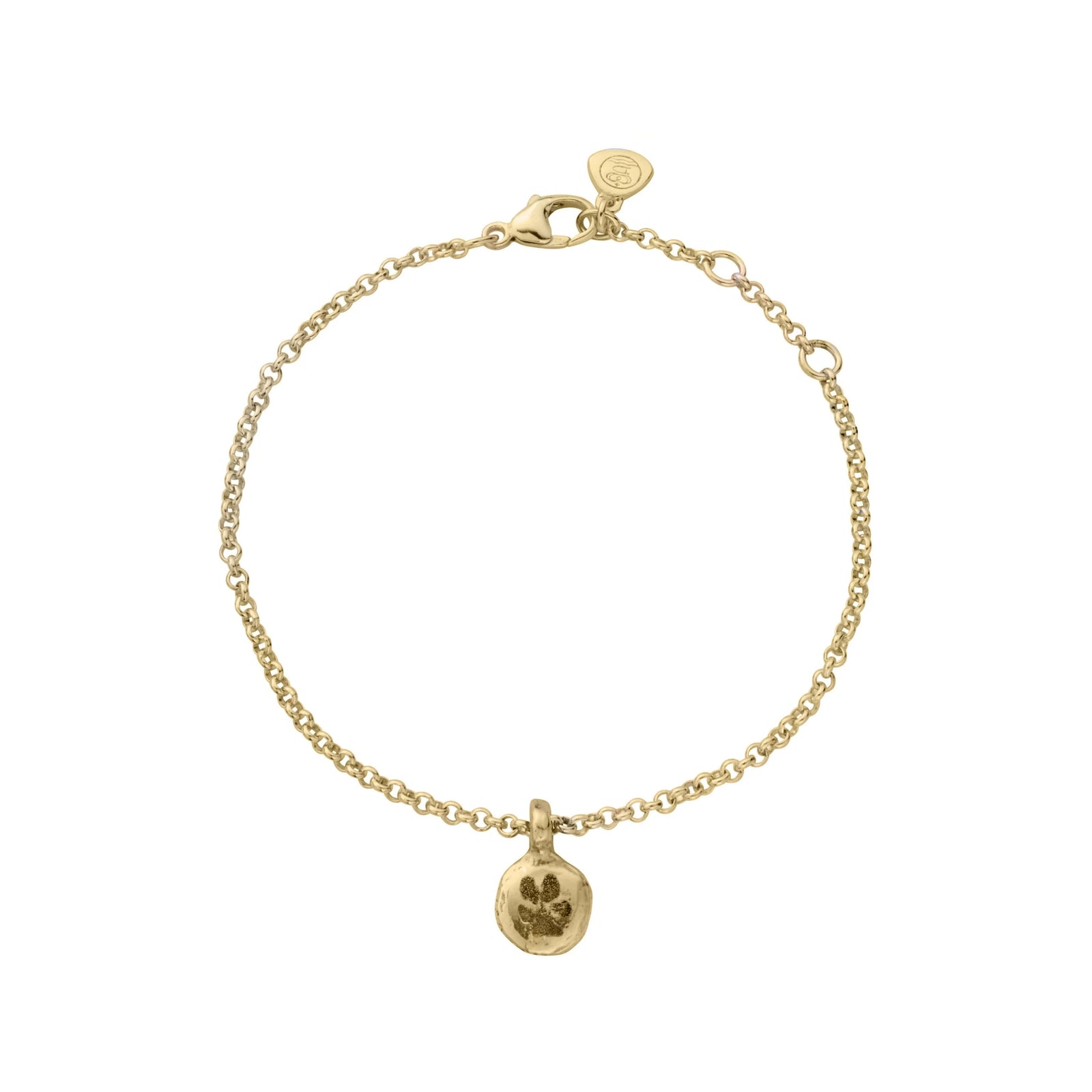 Gold Mini Disc Chain Bracelet with Paw Print