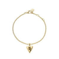 Gold Mini Heart Chain Bracelet with Paw Print