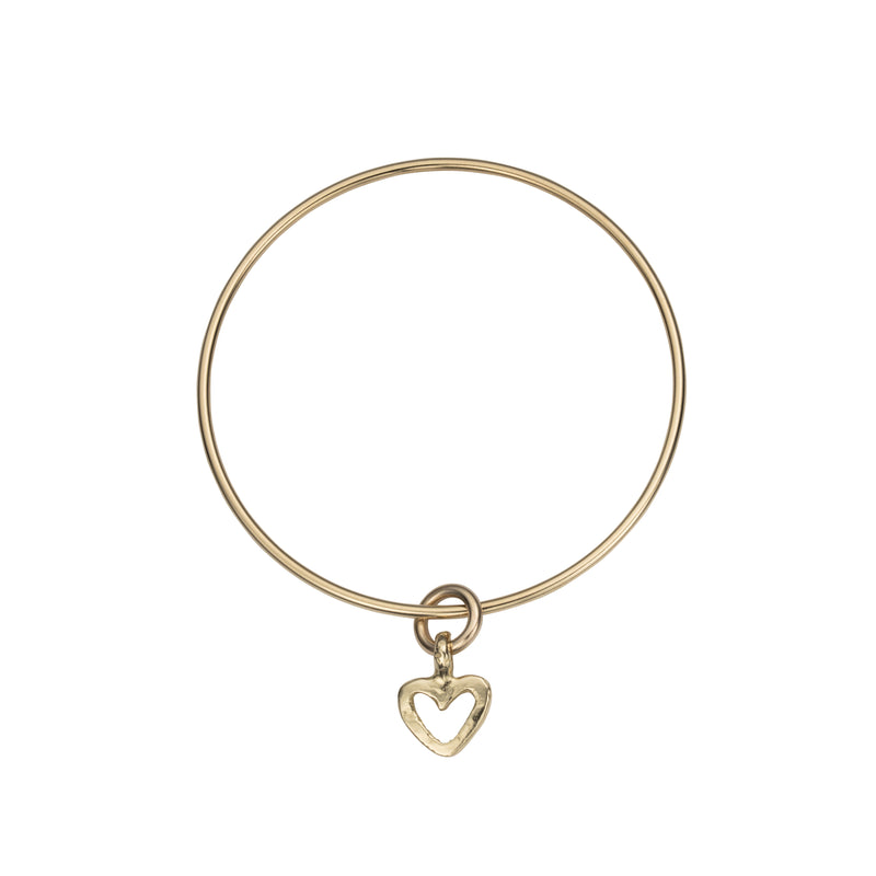 Gold Mini Open Heart Bangle