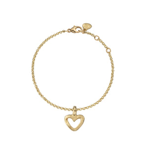 Gold Mini Open Heart Chain Bracelet