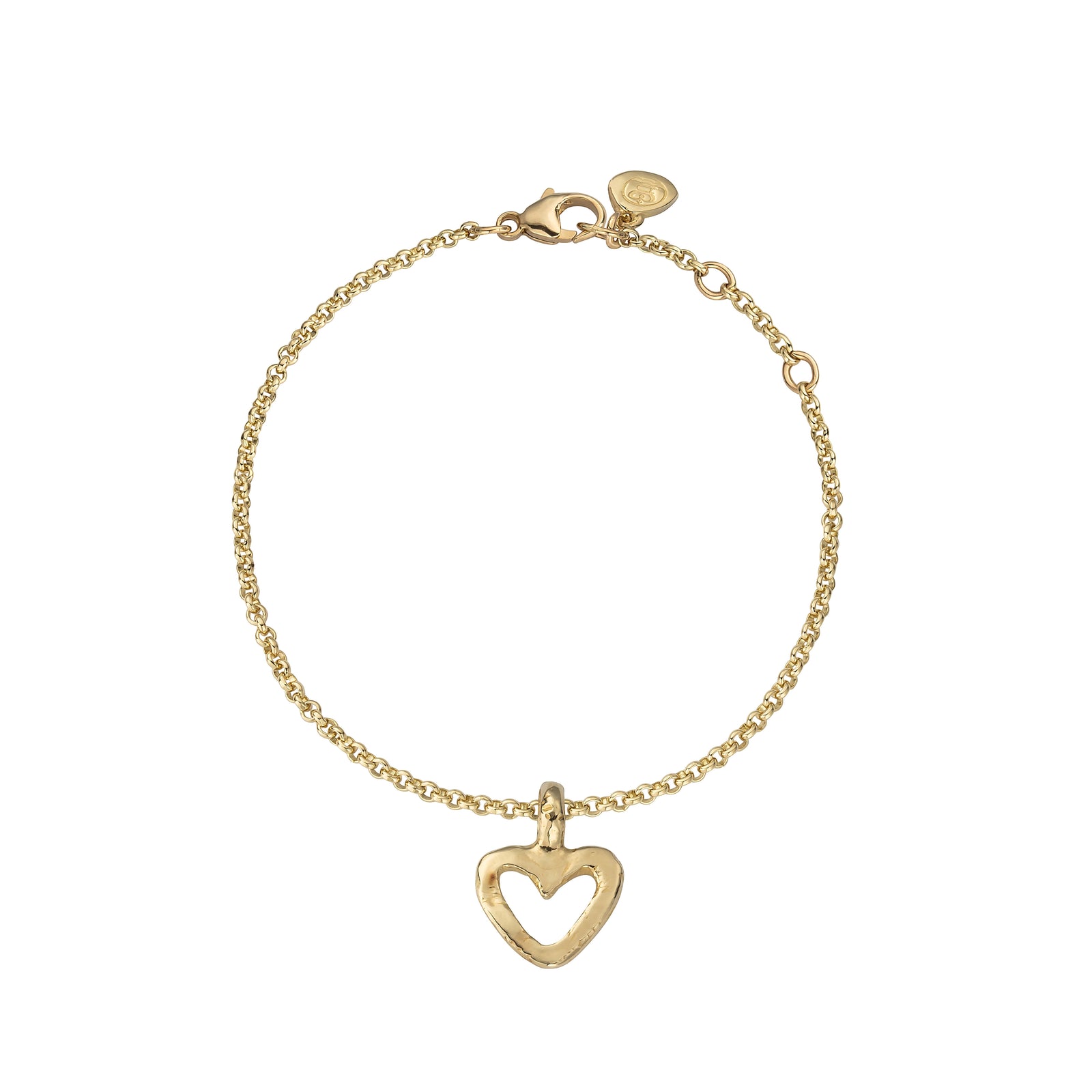 Gold Mini Open Heart Chain Bracelet