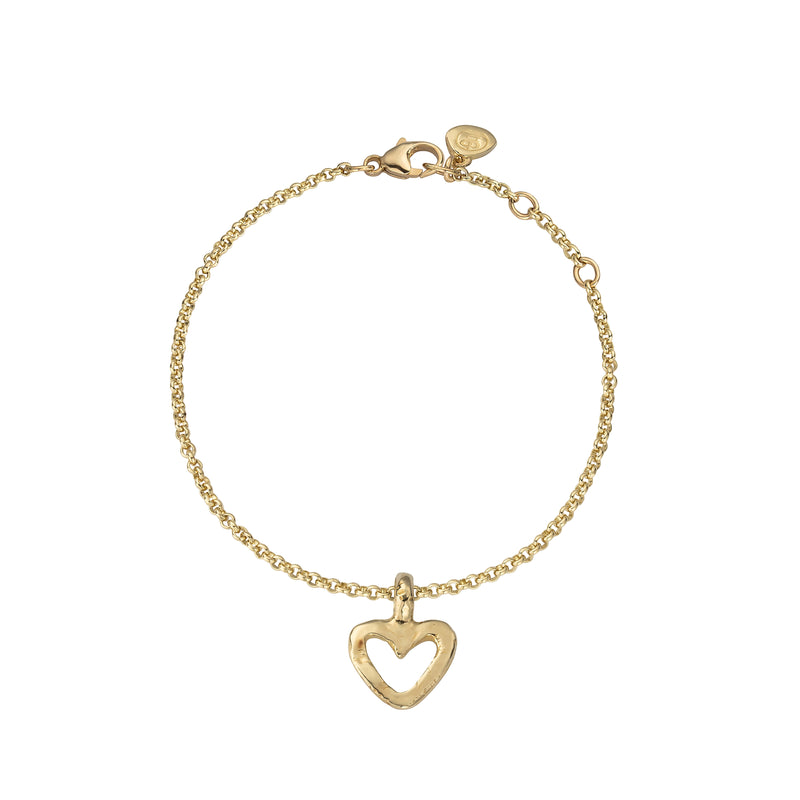 Gold Mini Open Heart Chain Bracelet