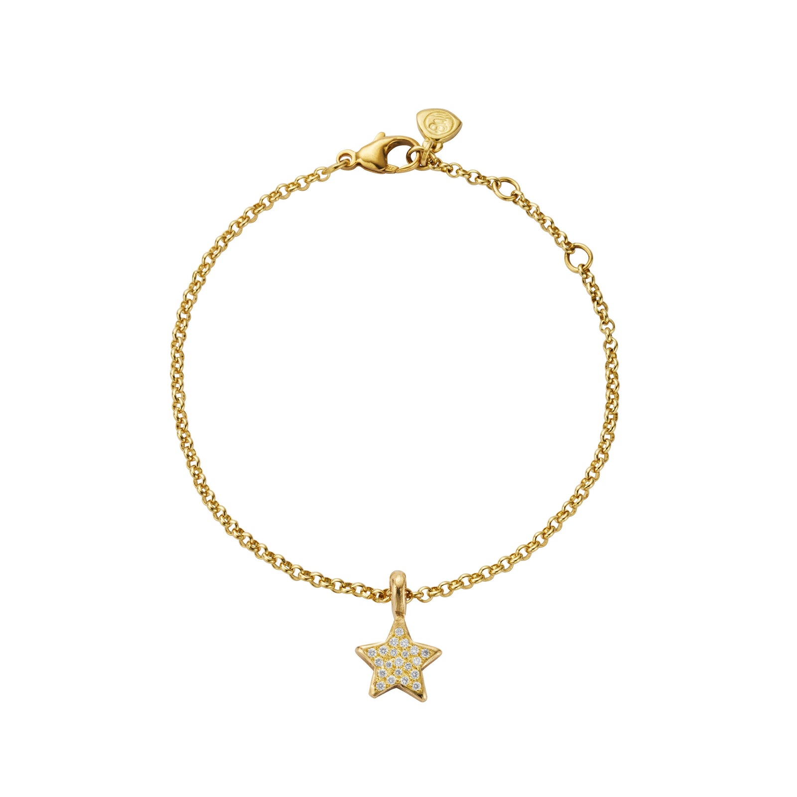 Gold Pavé Diamond Guiding Star Chain Bracelet