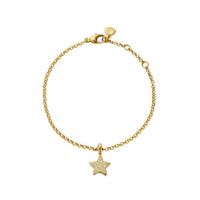 Gold Pavé Diamond Guiding Star Chain Bracelet