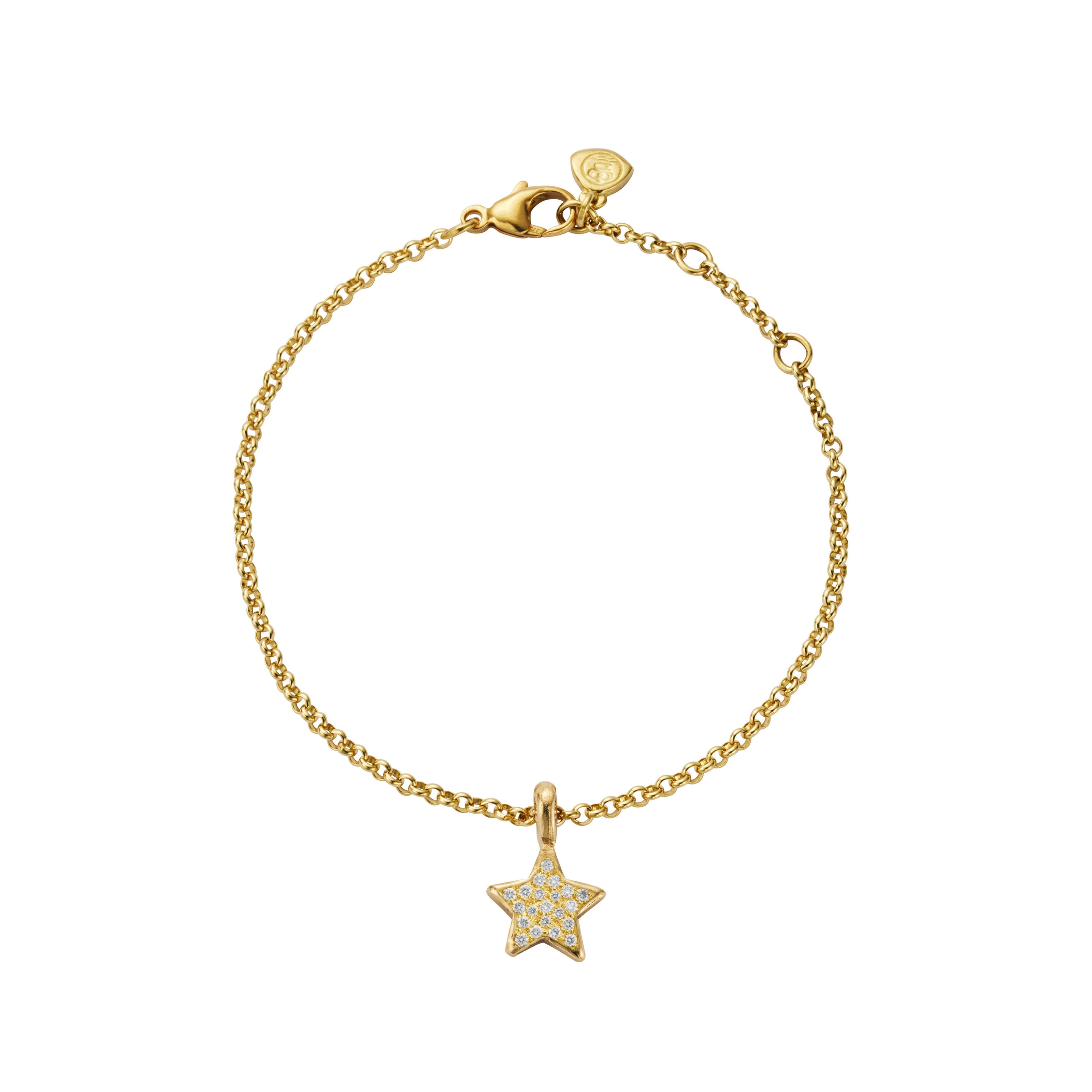 Gold Pavé Diamond Guiding Star Chain Bracelet