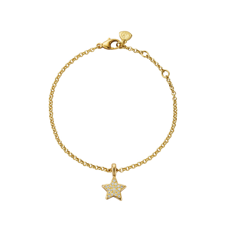 Gold Pavé Diamond Guiding Star Chain Bracelet