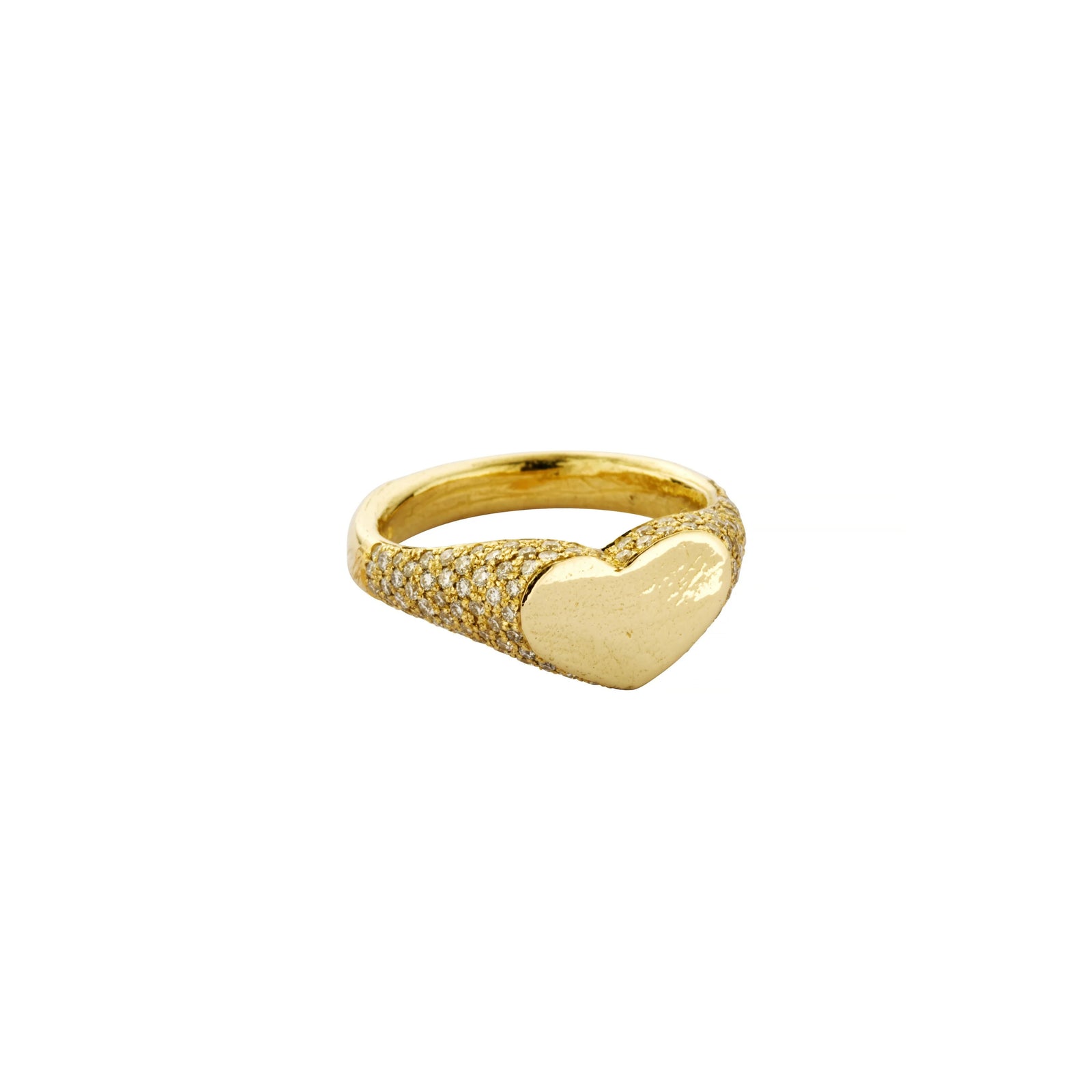 Gold Pavé Diamond Sweetheart Signet Ring