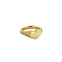 Gold Pavé Diamond Sweetheart Signet Ring
