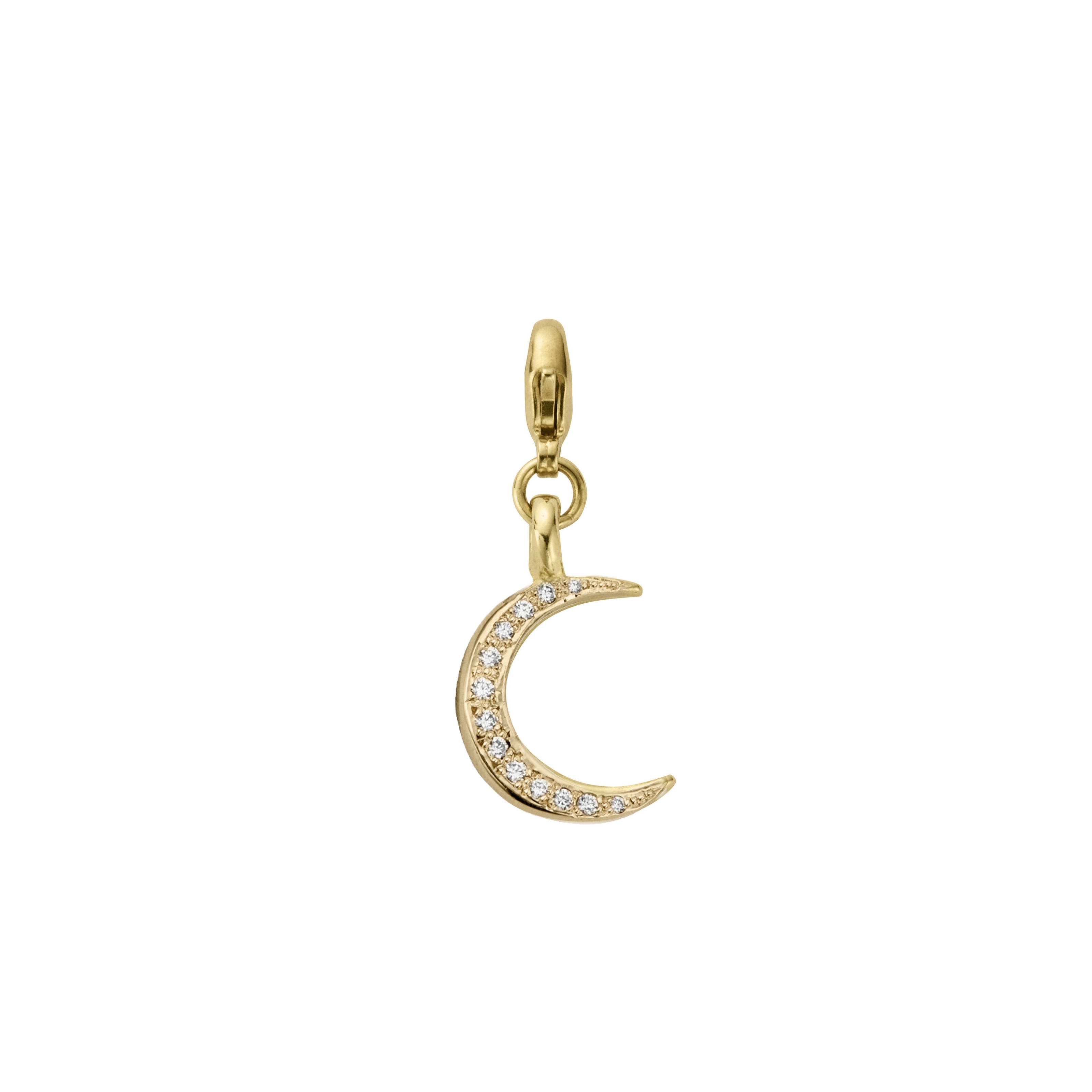 Gold Pavé Diamond Medium Crescent Moon Lobster Charm