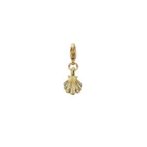 Gold Pavé Diamond Mini Scallop Shell Lobster Charm