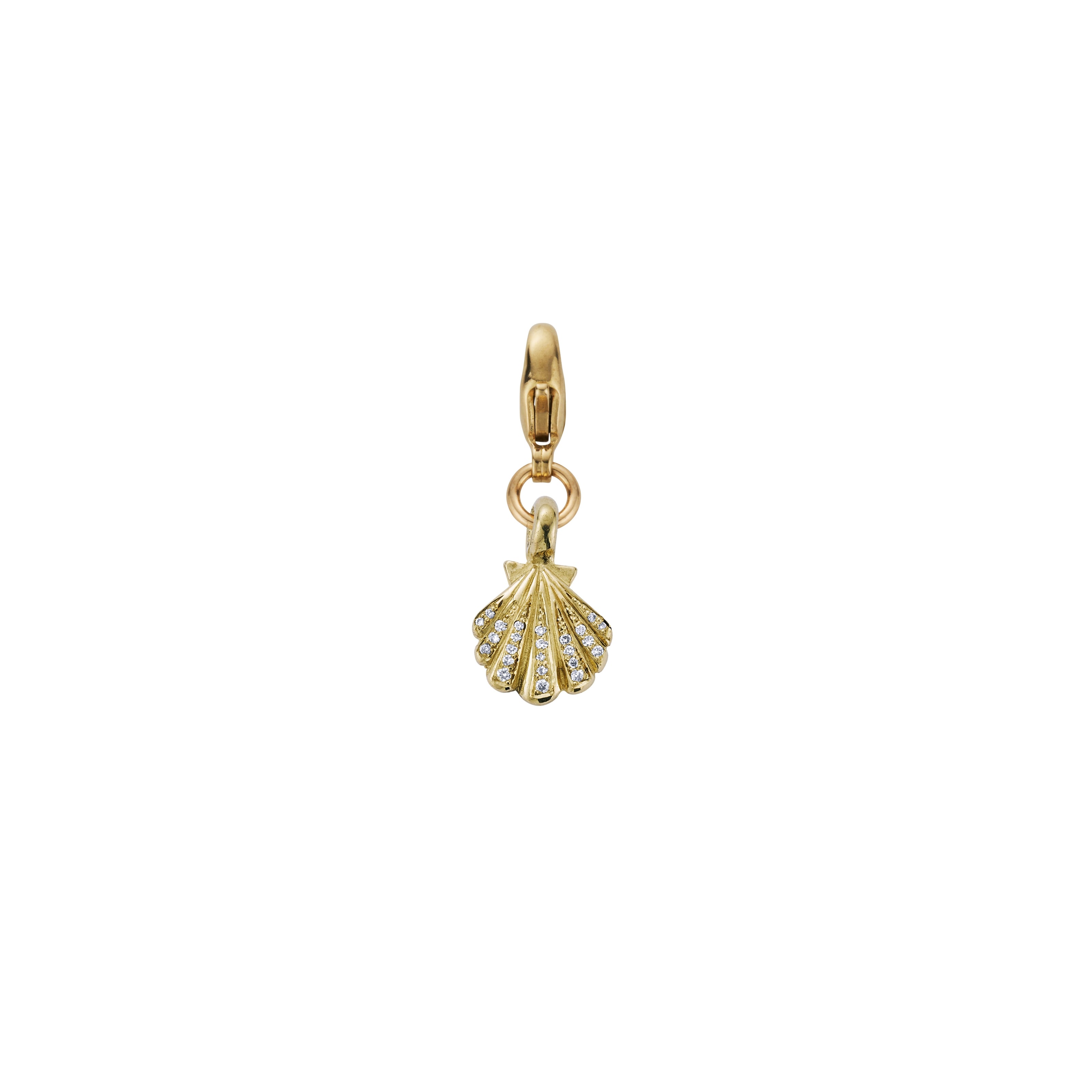 Gold Pavé Diamond Mini Scallop Shell Lobster Charm