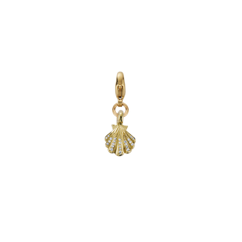 Gold Pavé Diamond Mini Scallop Shell Lobster Charm