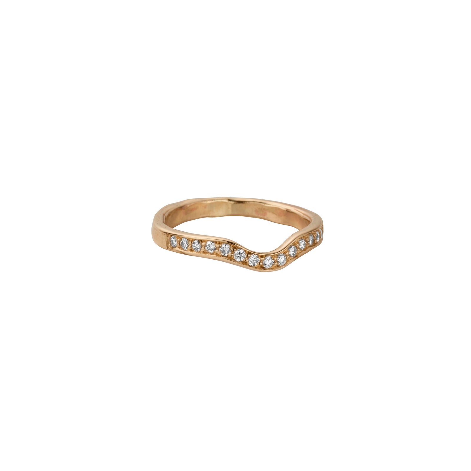9ct Gold Pavé Set Diamond Wave Band
